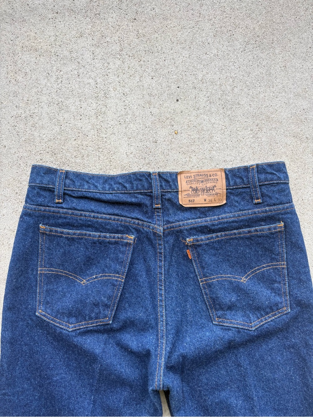 Vintage 80s Levis 517 Orange Tab Scovill USA Dark Wash Bootcut Jeans Mens 36x29 - Picture 2 of 9